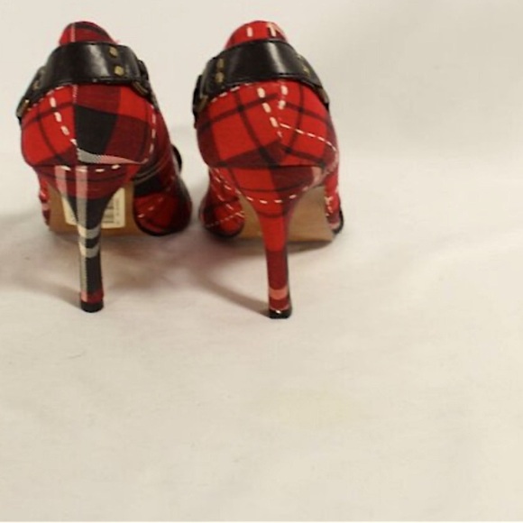 Wild Rose Y2K Vintage style (7.5) Red Tartan Plaid Pointy Toed High Heels NWOT - Picture 3 of 12